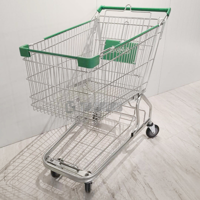 210 Liters Shopping Cart Trolley Supermarket Strong Capacity Silver Galvanized OEM